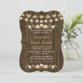 Blush String of Lights Rustic Sweet 16 Invitation (Standing Front)