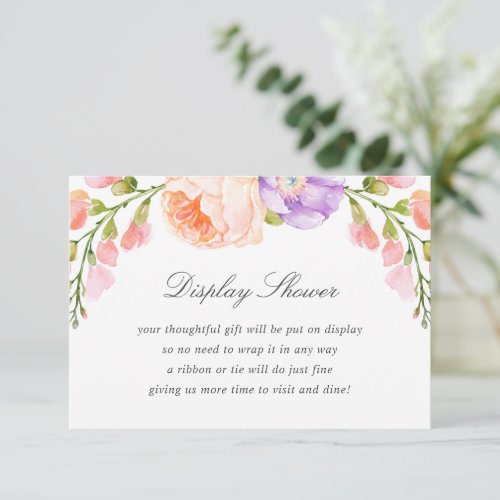 Blush Stripe and Bloom Display Shower No Gift Wrap Enclosure Card