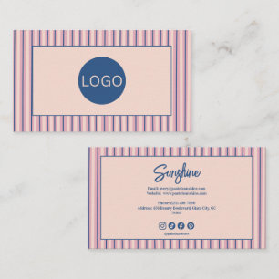 Blush Stripe Boutique Monogram Business Card