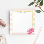 Blush Stripe & Pink Peony Personalized Notepad<br><div class="desc">Chic personalized notepad features a trendy blush pink and white stripe background,  faux gold foil border,  and a vibrant pink watercolor peony flower. Customize with a monogram,  name or text of your choice.</div>