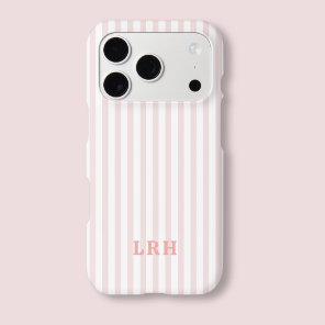 Blush Stripe Vintage Design Tiny Initials Monogram iPhone 17 Pro Case