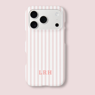 Blush Stripe Vintage Design Tiny Initials Monogram iPhone 17 Pro Case