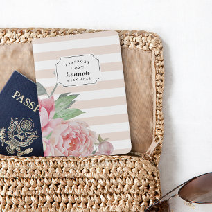 Blush Stripe & Vintage Pink Peony Passport Holder