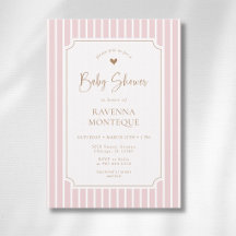 Blush Stripe Whimsical Gold Frame Baby Shower