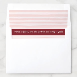 Blush Stripes Bugundy With Text Christmas Holiday Envelope Liner