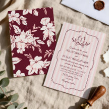 Blush Stripes Burgundy Greenery Monogram Wedding
