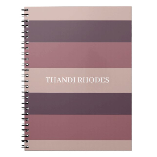 Blush stripes color palette monogram notebook (Front)