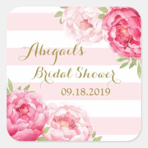 Blush Stripes Pink Floral Bridal Shower Favor Tag