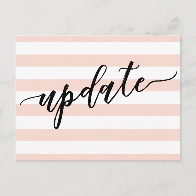 Blush Stripes Postponed Wedding Update Notice Postcard (Front)