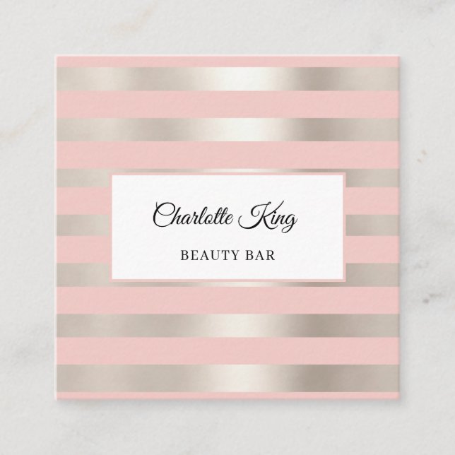 Blush Stripes Salon  Business Card (Front)
