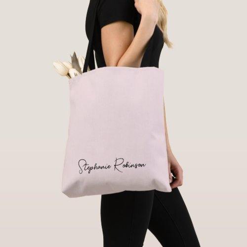 Blush Stylish Script Monogram Name Personalized Tote Bag