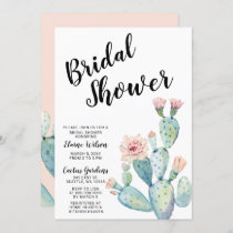 Blush Succulent Cactus Bridal Shower Invitations