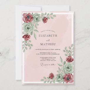 Blush Succulent Leafy Wedding Invitation