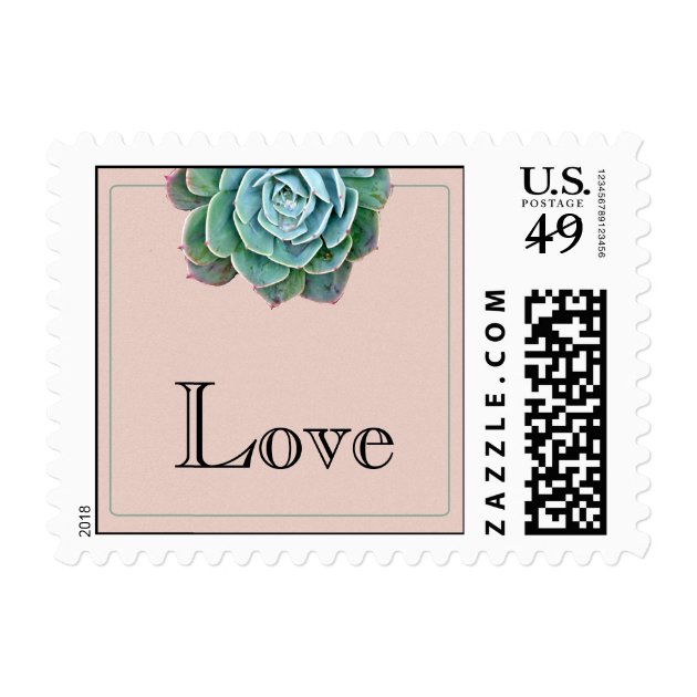 Blush Succulent Wedding Postage Stamp