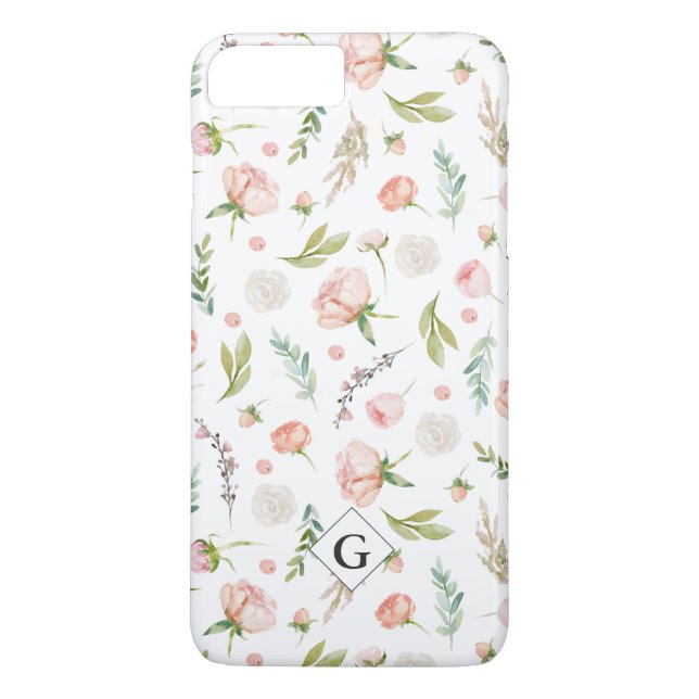 Blush Summer Floral Pattern | Monogram Case-Mate iPhone Case (Back)