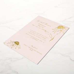 Blush Sunflower Bridal Shower Gold Foil Invitation