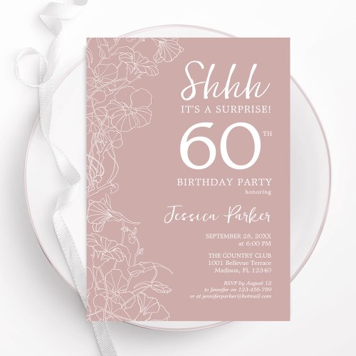 Blush Surprise 60th Birthday Invitation