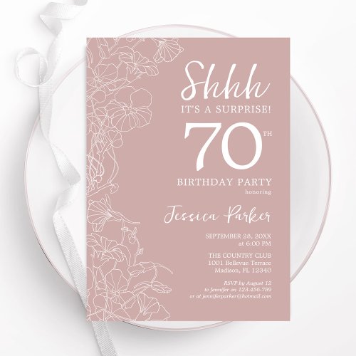 Blush Surprise 70th Birthday Invitation
