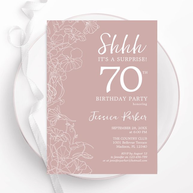 Blush Surprise 70th Birthday Invitation (Creator Uploaded)