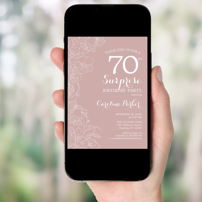 Blush Surprise 70th Birthday Party Invitation (Front Digital)