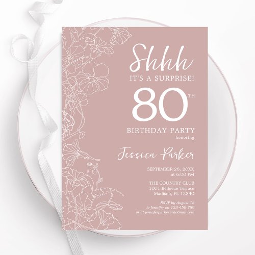 Blush Surprise 80th Birthday Invitation