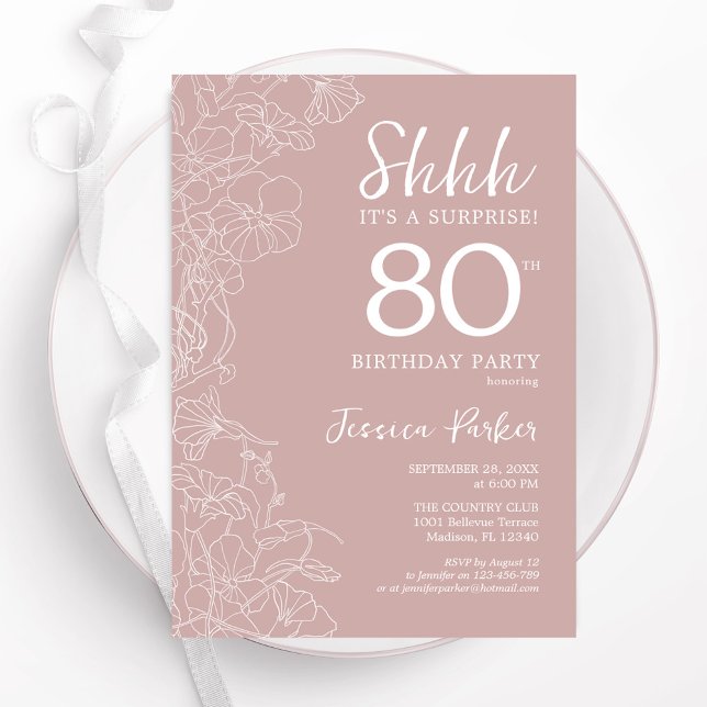 Blush Surprise 80th Birthday Invitation (Creator Uploaded)
