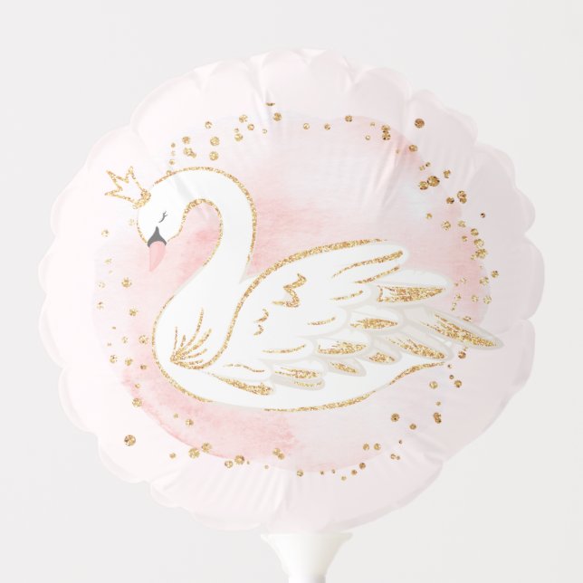 Blush Swan Princess Birthday Floral Baby Shower Balloon (Front)