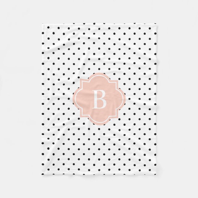 Blush Swiss Dots | Monogram Fleece Blanket (Front)