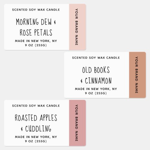 Blush Tan Dusty Pink Scented Candles Labels
