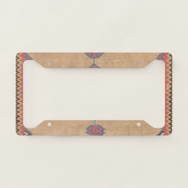 Blush Tan Pink Medallion Baby Blue Cowboy  License Plate Frame (Front)