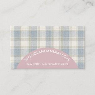 Blush tartan plaid pink business card