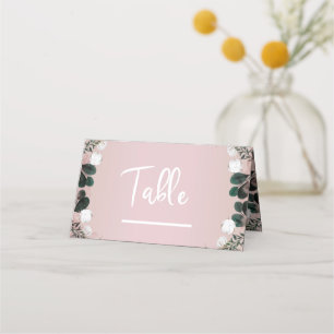 Blush Taupe Cotton Floral Greenery Rustic Wedding Place Card