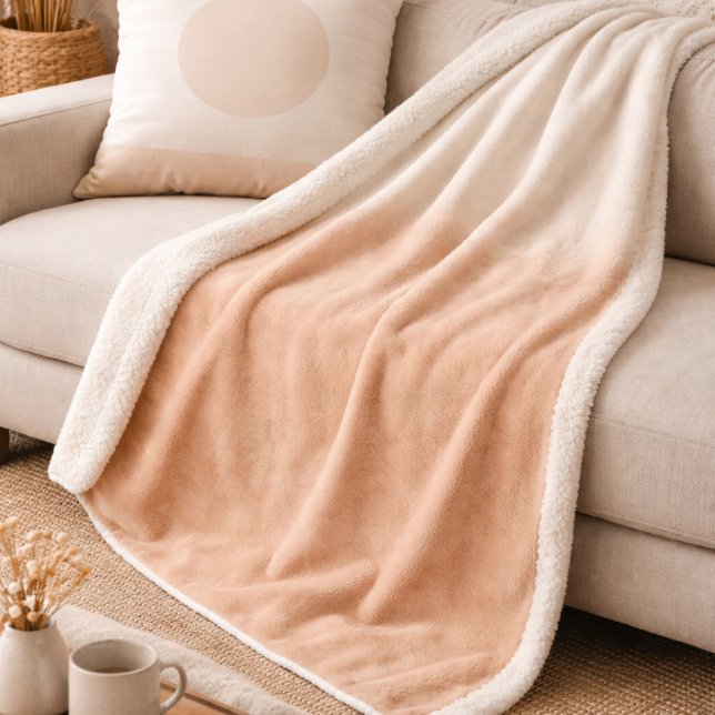 Blush Taupe Sky Fade Sherpa Blanket (Ivory to blush gradient with cloud overlay for refined feminine spaces)