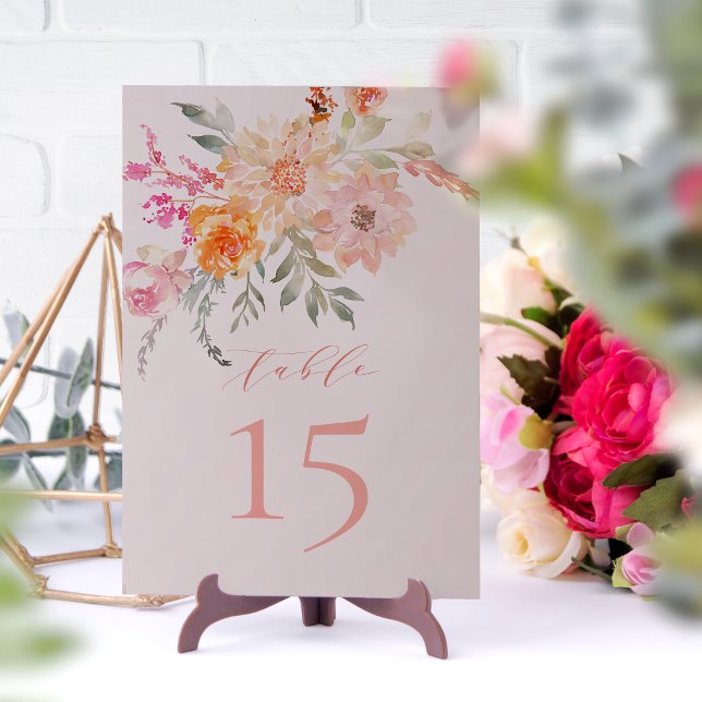 Blush Teal Baby in Bloom Baby Shower Table Number (Sign Mock-up)