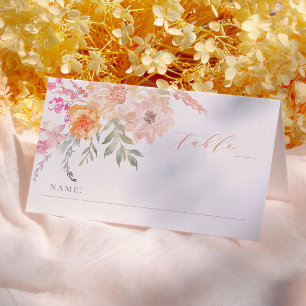 Blush & Teal Floral Baby Shower Seating Place Card