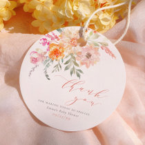 Blush & Teal Spring Floral Baby Shower Thank You Favor Tags