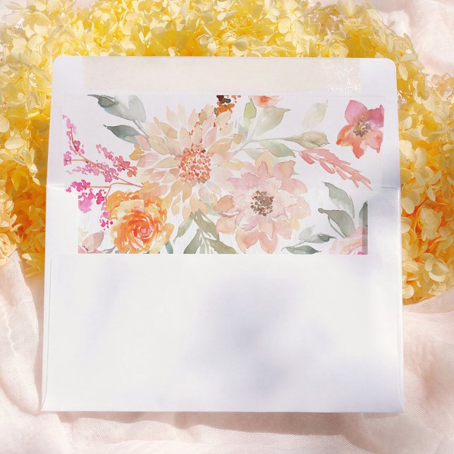 Blush & Teal Spring Flowers Baby Shower Envelope Liner (Creator Uploaded)