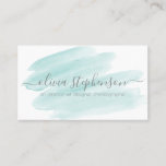 Blush Teal Watercolor Swash Business Card at Zazzle