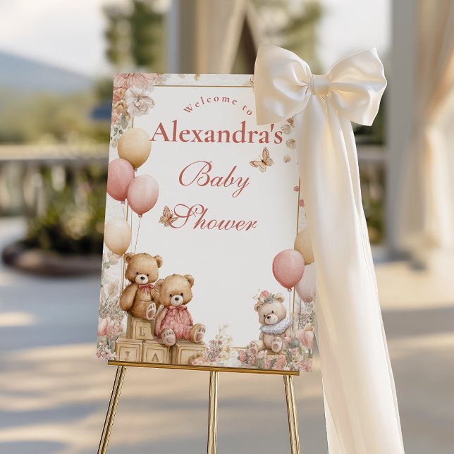 Blush Teddy Bear Baby Shower Foam Board (Creator Uploaded)