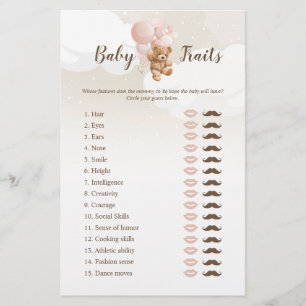 Blush Teddy Bear Baby Traits Game Flyer