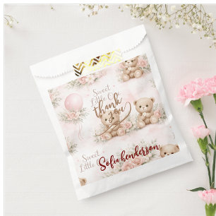 blush teddy bear Floral favor bag
