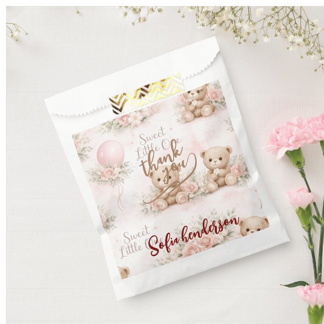 blush teddy bear Floral favor bag (Creator Uploaded)