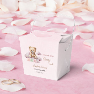 Blush Teddy Stars Pink Baby Girl Favor Boxes
