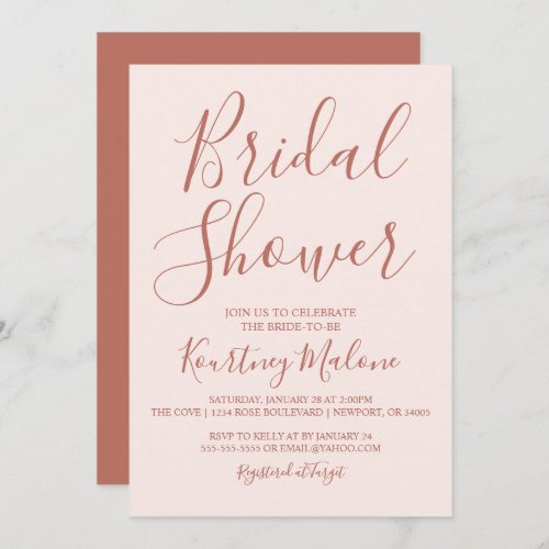 Blush  Terracotta Bridal Shower Invitation
