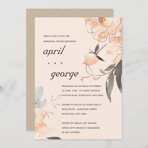 BLUSH TERRACOTTA FLORAL REHEARSAL DINNER INVITE