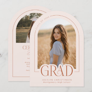 Blush Terracotta Modern Grad Photo Announcement