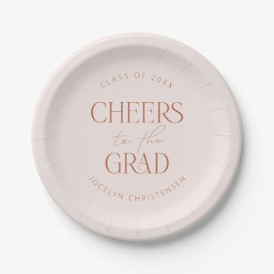 Blush Terracotta Personalized Cheers Grad Party Paper Plates