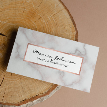 Blush Tones Pink Rose Gold White Marble Pattern Business Card by kicksdesign at Zazzle