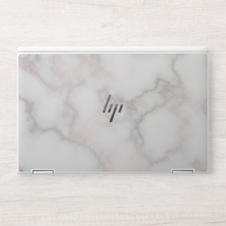Blush tones pink rose gold white marble pattern HP laptop skin