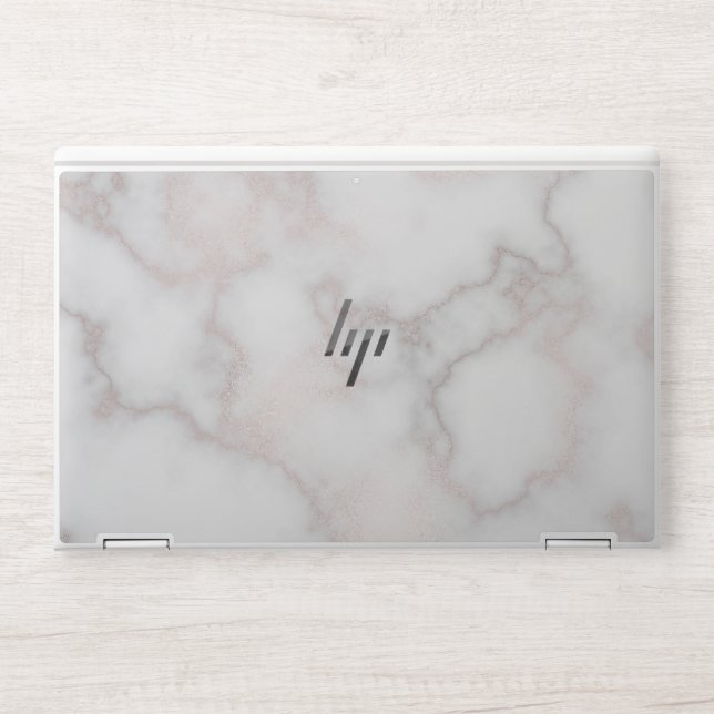 Blush tones pink rose gold white marble pattern HP laptop skin (Front)